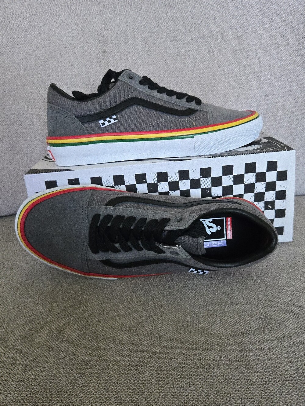 Vans Skate Old Skool Rasta Grey Women 9 Popcush Low 062026 - Picture 2 of 8